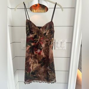 Brown floral slip dress